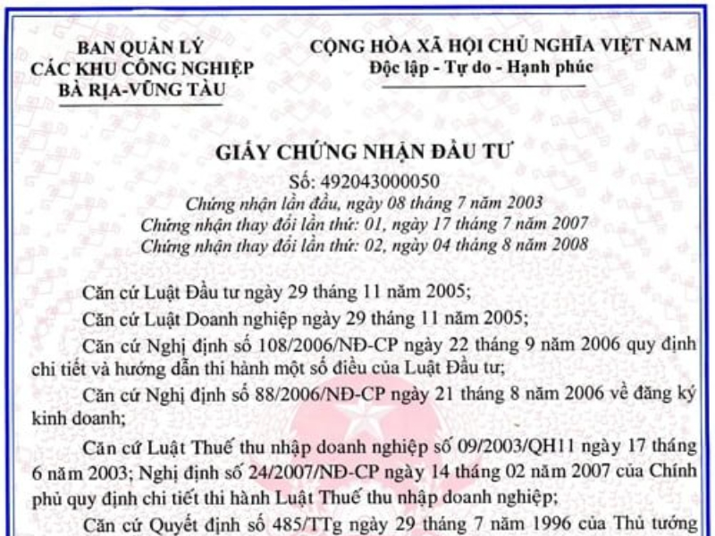 giấy chứng nhận đăng ký đầu tư GIẤY CHỨNG NHẬN ĐĂNG KÝ ĐẦU TƯ LÀ GÌ?