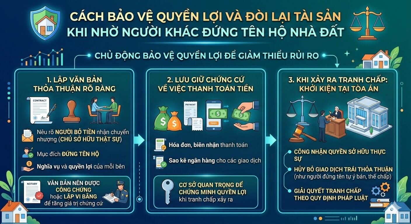 Cách đòi lại tài sản khi phát sinh rủi ro tranh chấp với người đứng tên hộ