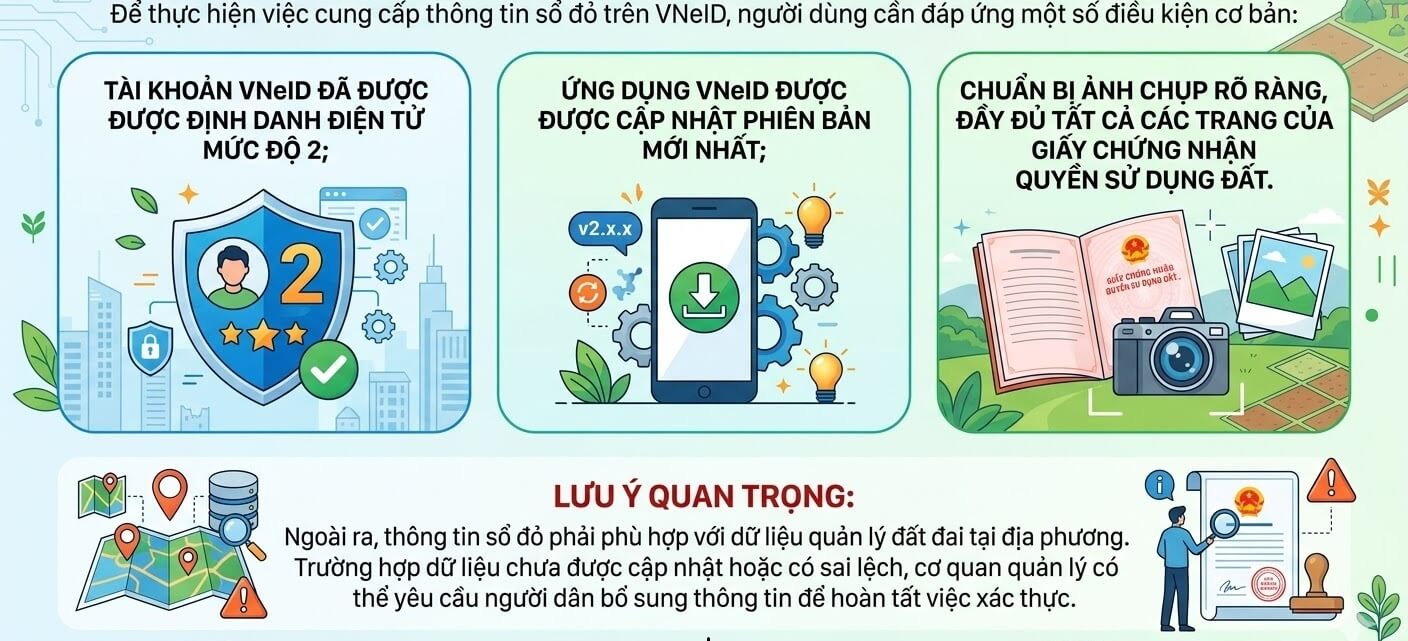 Các điều kiện cần đảm bảo trước khi thực hiện tích hợp sổ đỏ