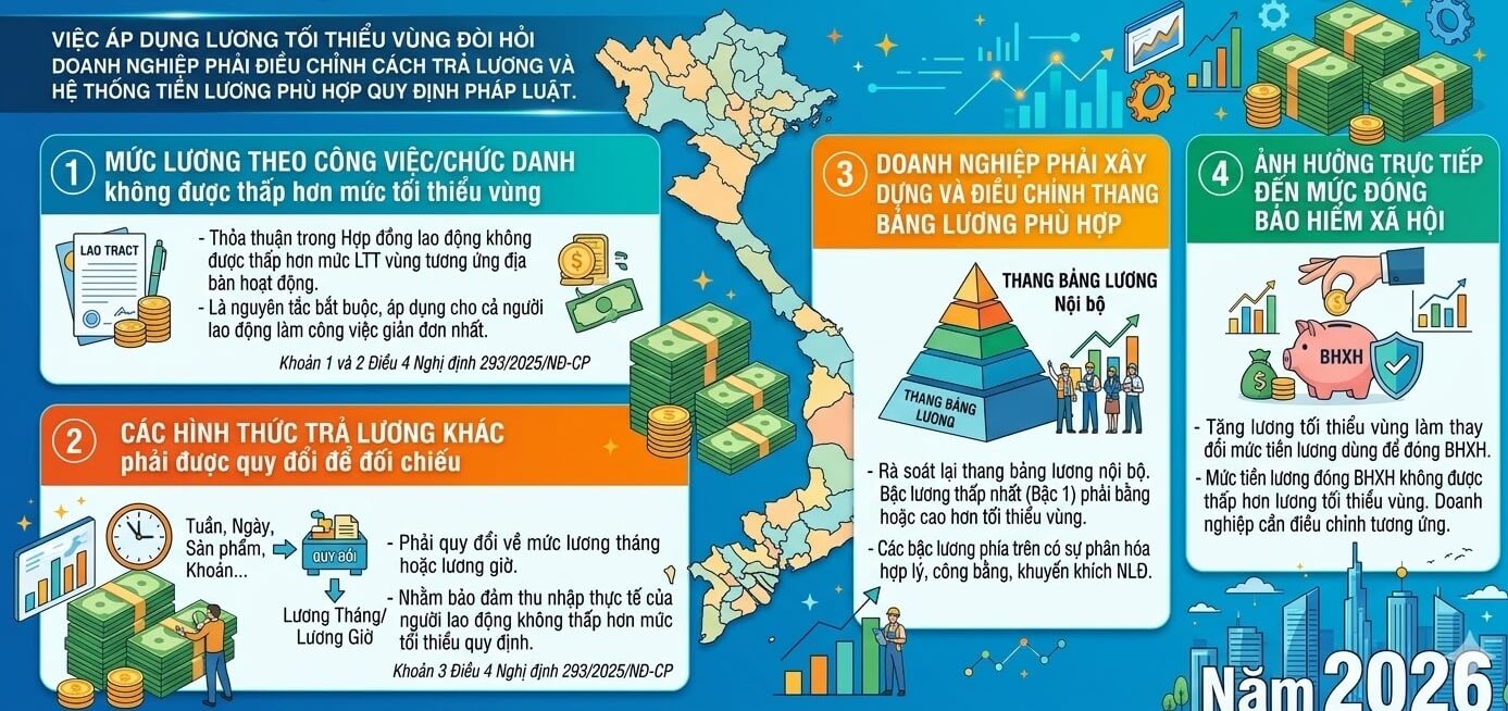 Hướng dẫn áp dụng bảng lương tối thiểu vùng 2026