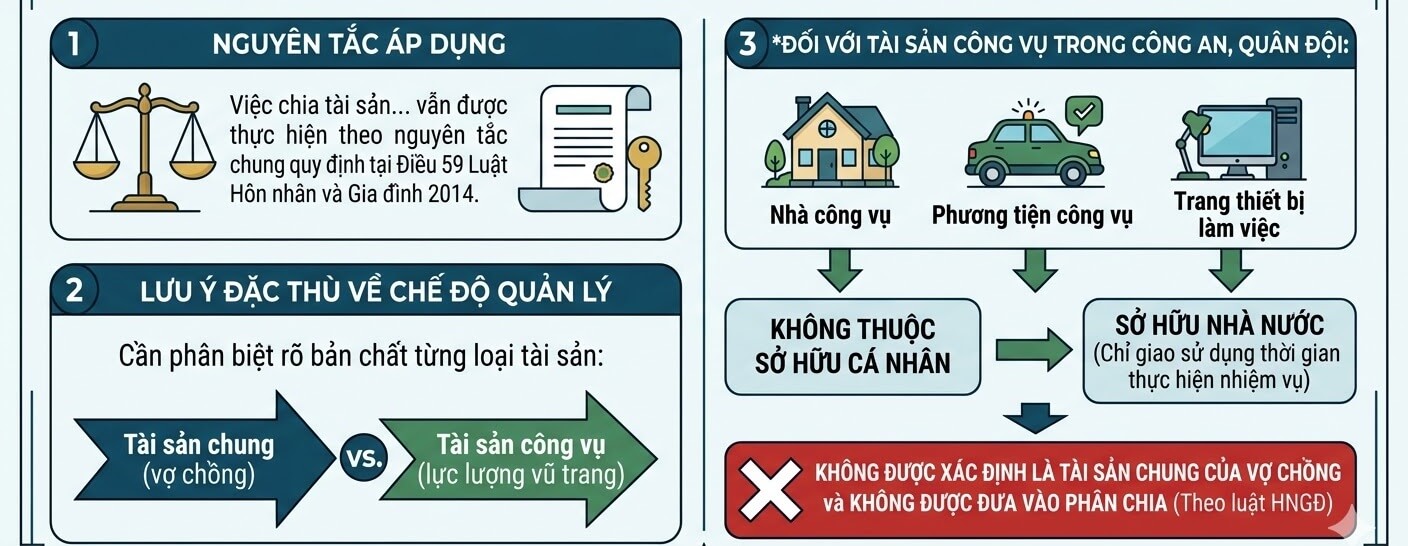 Ly hôn với người trong Công an Các lưu ý đối với tài sản công vụ khi ly hôn