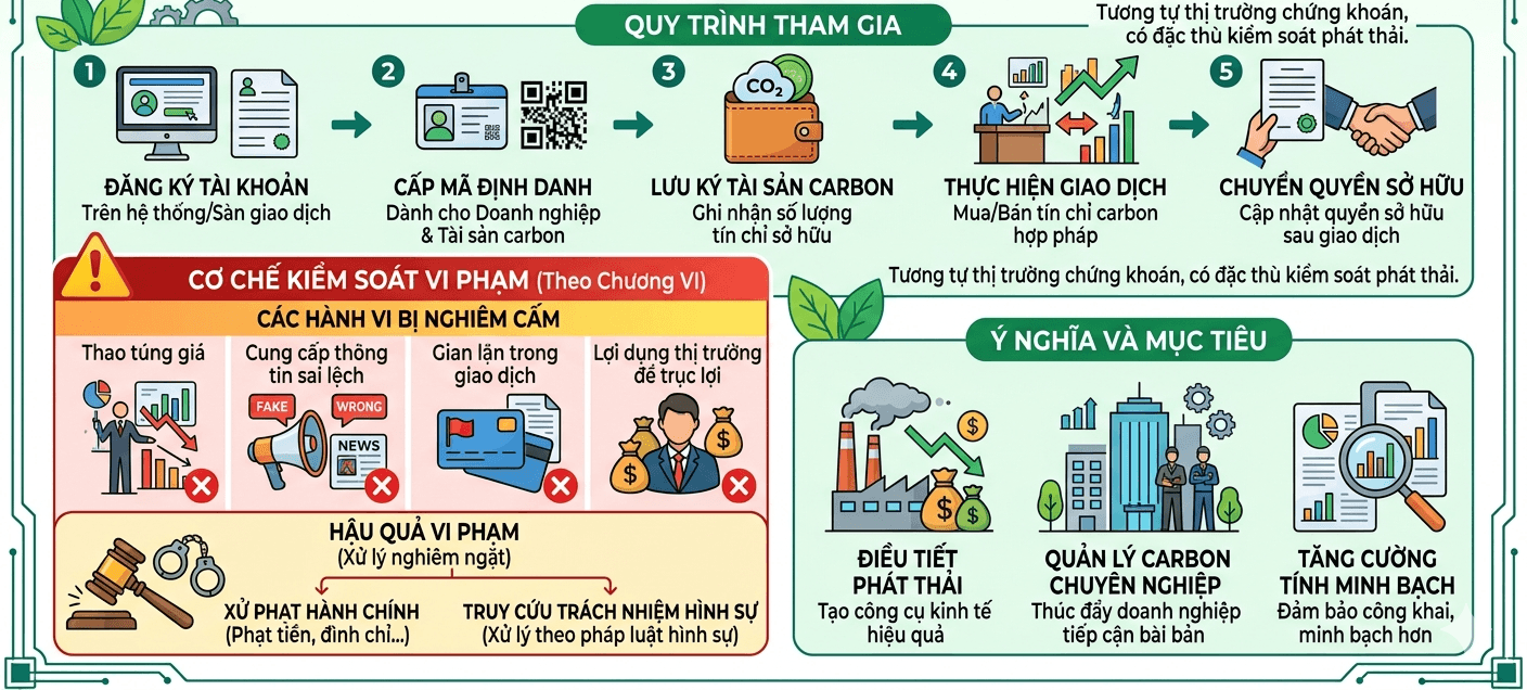 Quy định pháp luật Quy trình doanh nghiệp tham gia sàn giao dịch carbon