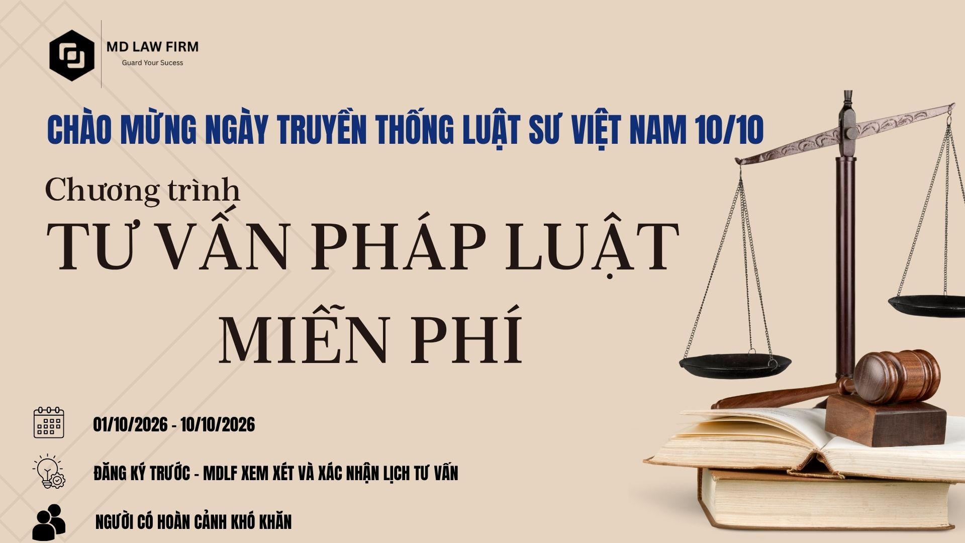 Chương trình tư vấn pháp luật miễn phí CHƯƠNG TRÌNH TƯ VẤN PHÁP LUẬT MIỄN PHÍ NHÂN NGÀY TRUYỀN THỐNG LUẬT SƯ VIỆT NAM 10/10